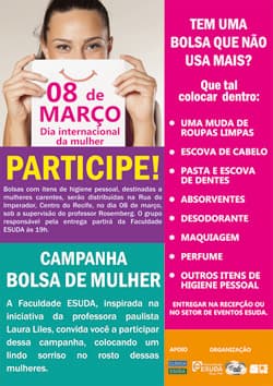 ESUDA entrega doações hoje (08) no Dia das Mulheres 